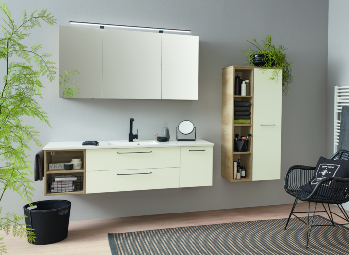Badea Waschtischanlage mit Auflagewaschtisch, Spiegelschrank und Maxiboard